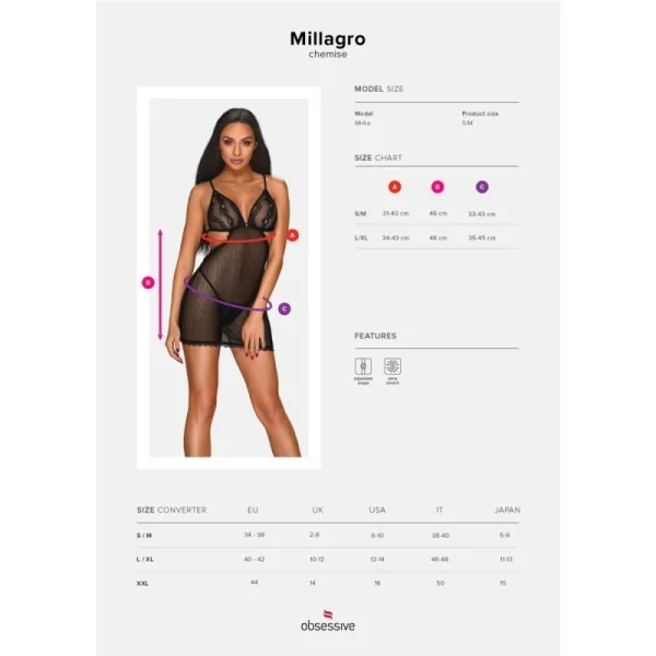 Millagro Chemise & Tanga schwarz von Obsessive kaufen | Fesselliebe