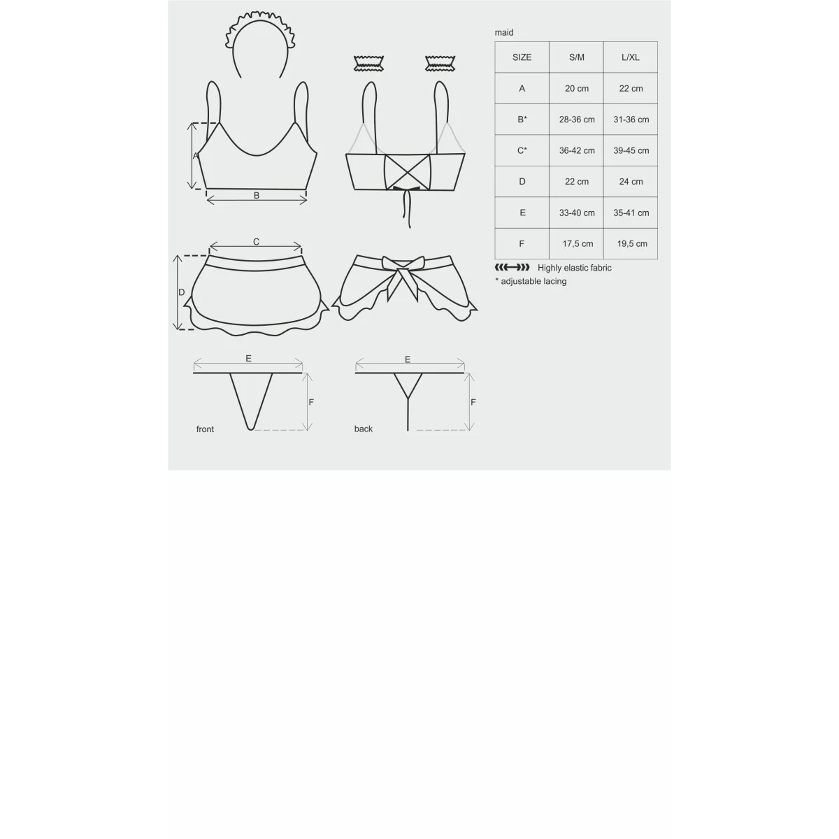 Maid 5er Kostüm Schwarz-Weiss von Obsessive | Fesselliebe.de