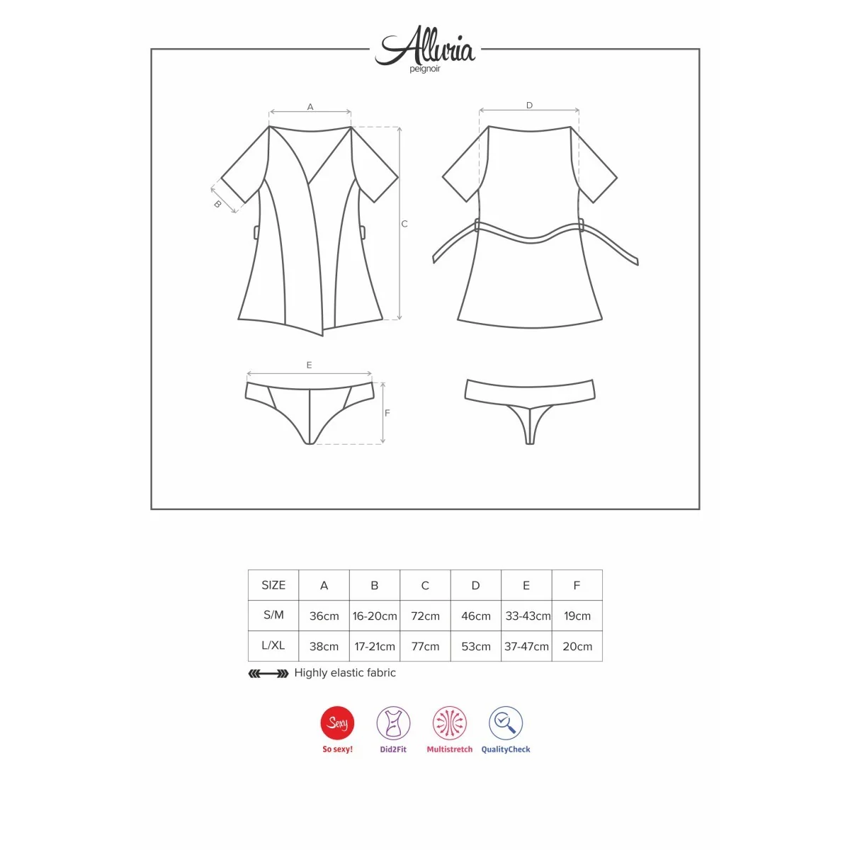 Alluria Peignoir & Tanga schwarz von Obsessive kaufen | Fesselliebe