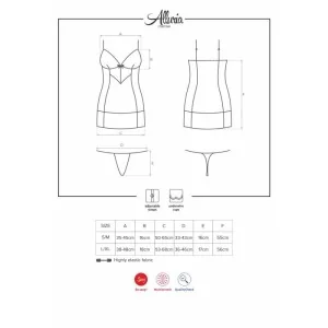 Alluria Chemise & Tanga Schwarz von Obsessive