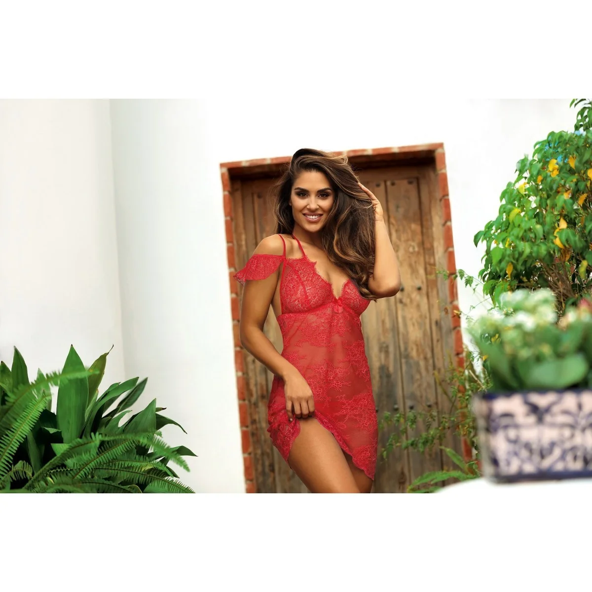 Babydoll & String rot V-9589 von Axami kaufen | Fesselliebe