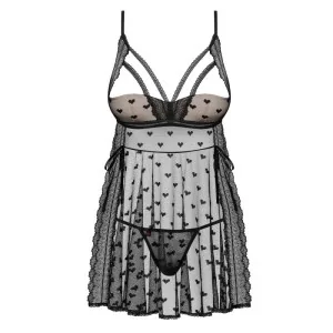 Heartia Babydoll & Tanga Schwarz von Obsessive
