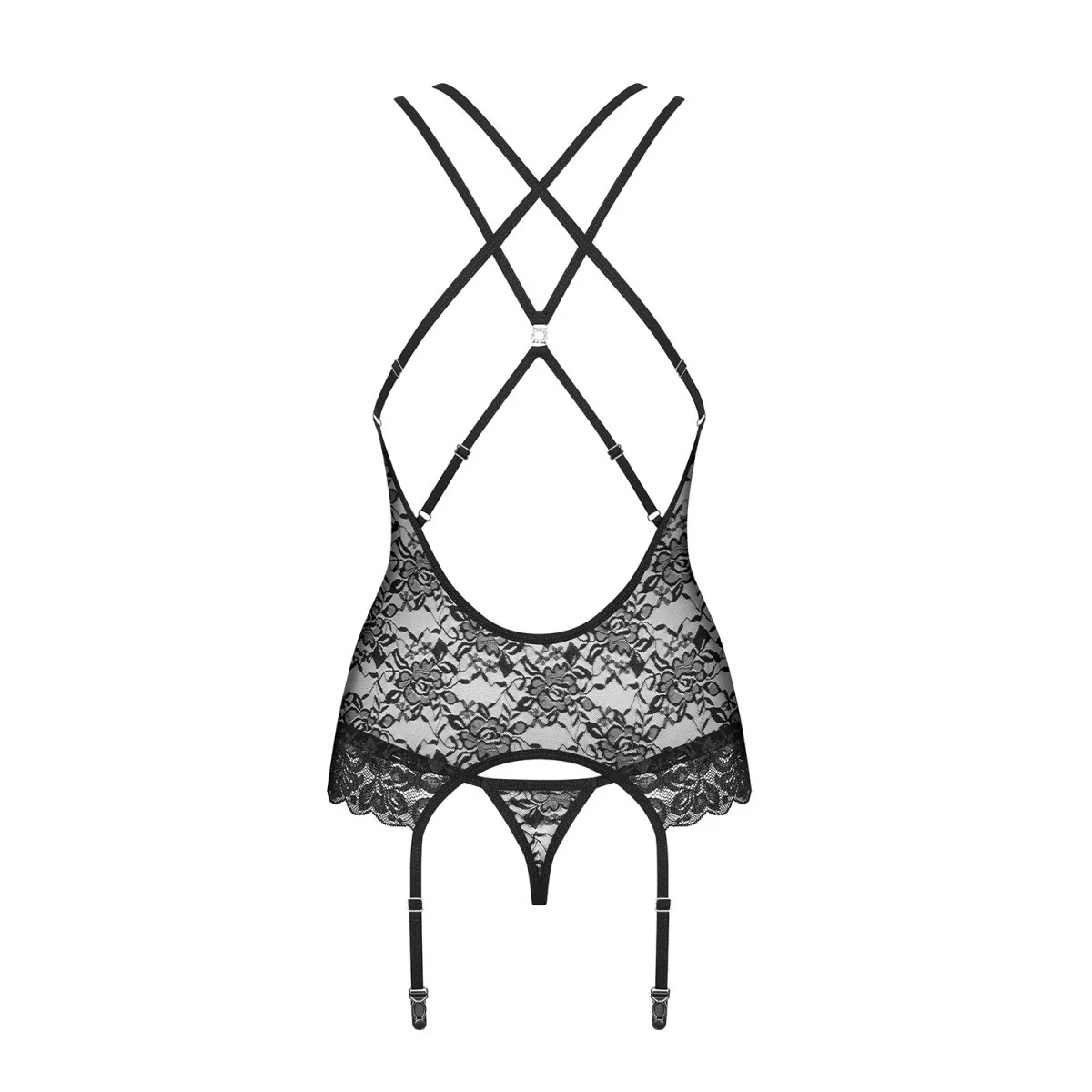 Korsett & Tanga Schwarz 860-Cor-1 von Obsessive | Fesselliebe.de