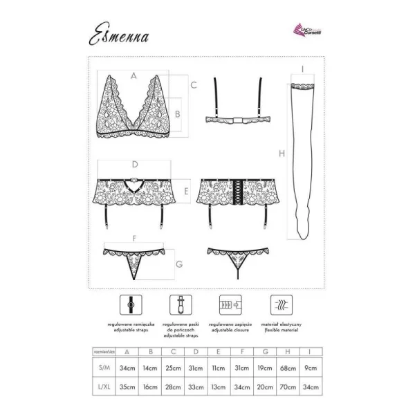 Esmenna 4er Set mit Strumpfgürtel And Strümpfen schwarz von LivCo Corsetti Fashion kaufen | Fesselliebe