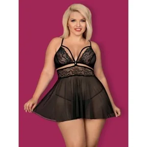 Babydoll & Tanga Schwarz Size Plus 838-Bab-1 von Obsessive Size Plus