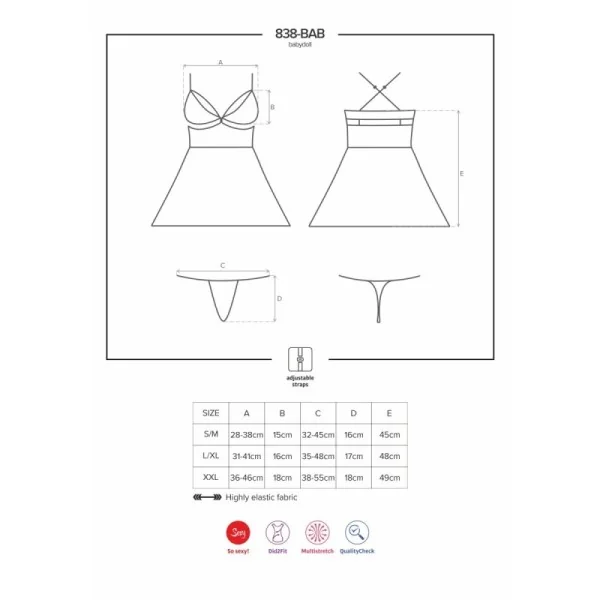 Babydoll & Tanga schwarz Size Plus 838-Bab-1 von Obsessive Size Plus kaufen | Fesselliebe