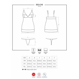 Chemise & Tanga Rot 853-Che-3 von Obsessive