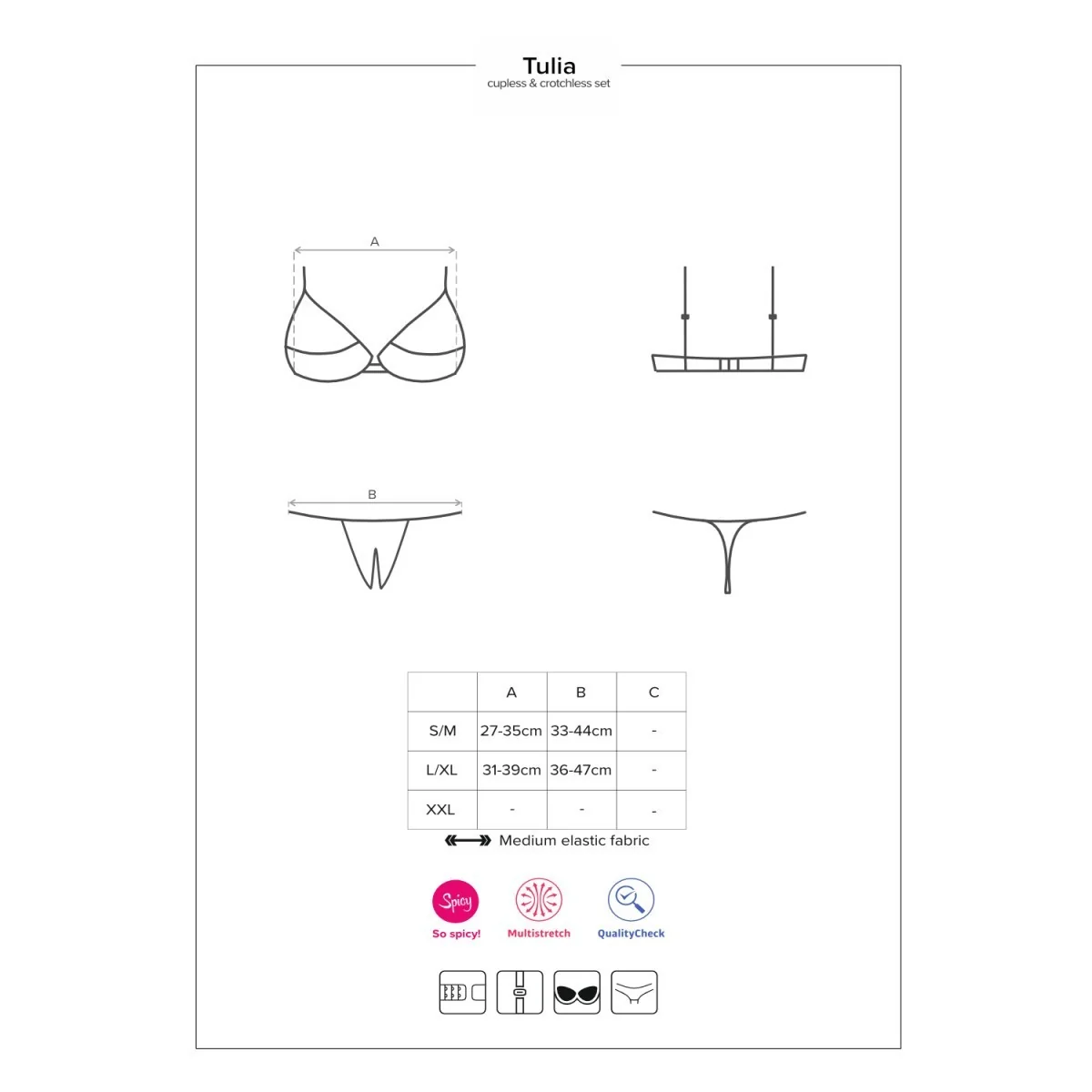 Tulia 2er Set Cupless schwarz von Obsessive kaufen | Fesselliebe