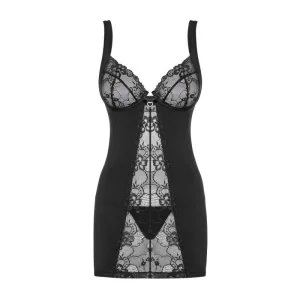 Heartina Chemise & Tanga Schwarz von Obsessive