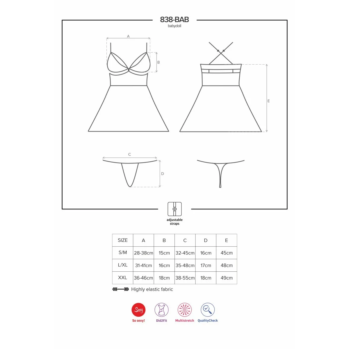 Babydoll & Tanga schwarz 838-Bab-1 von Obsessive kaufen | Fesselliebe
