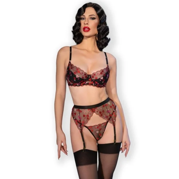 Lingerie-Set CR4694 schwarz/rot von Chilirose kaufen | Fesselliebe
