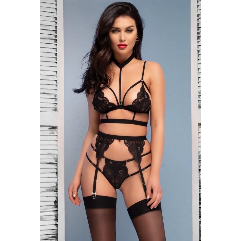 Spitzen-Set CR4636 schwarz von Chilirose kaufen | Fesselliebe