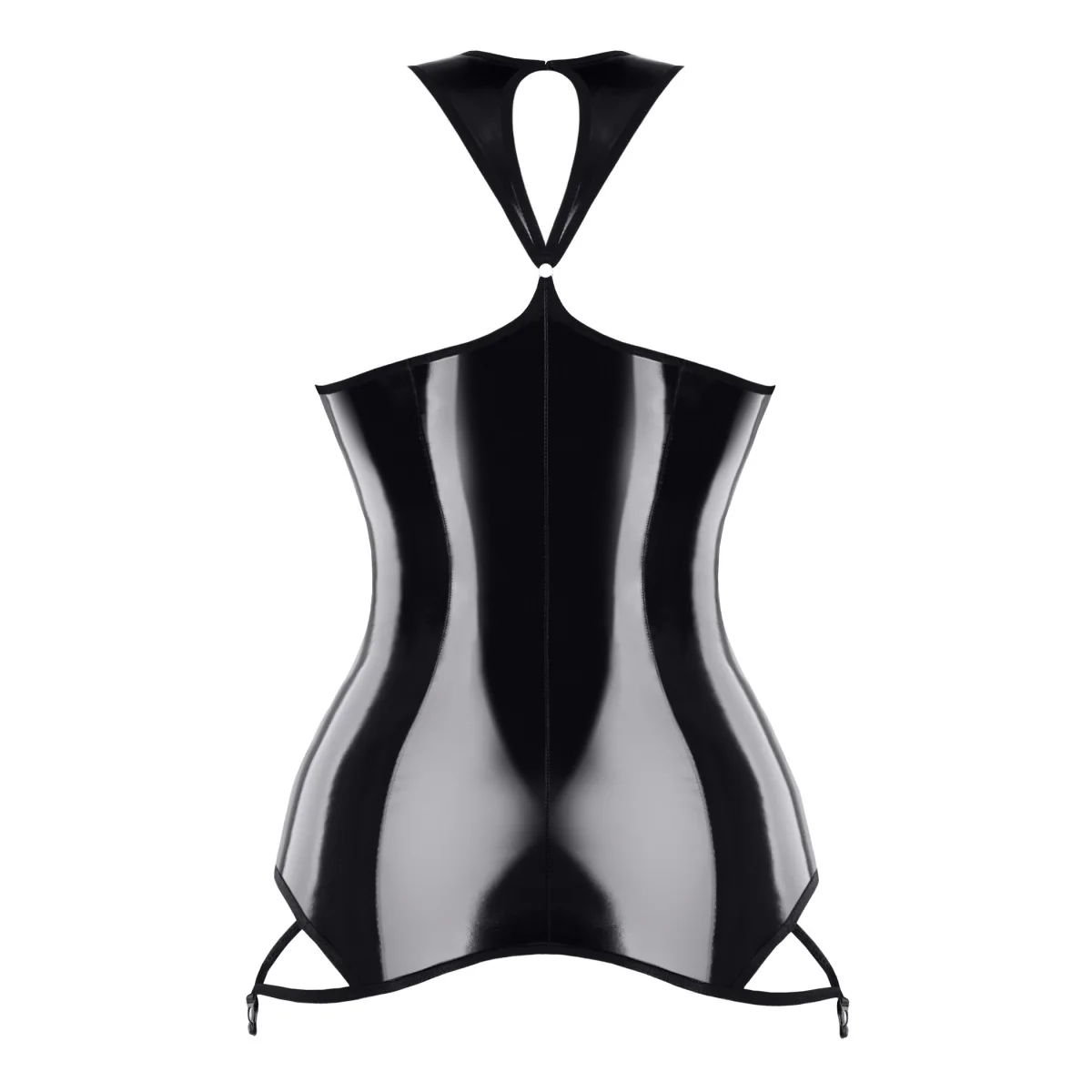 SCHWARZES BRUSTFREIES LACK MINIKLIED TDXANNA001 VON DEMONIQ