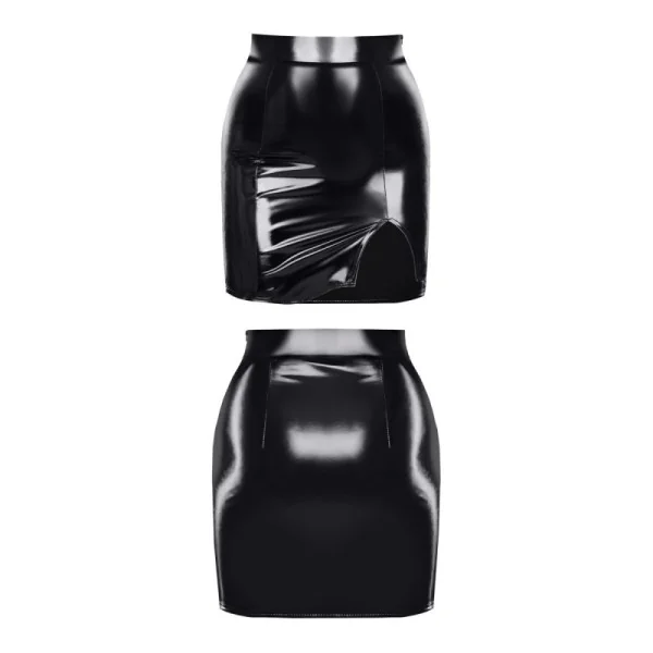 SCHWARZER HALBLANGER LACK-ROCK TDEULALIA001 VON DEMONIQ TOTAL DOMINATION COLLECTION