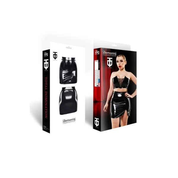 SCHWARZER HALBLANGER LACK-ROCK TDEULALIA001 VON DEMONIQ TOTAL DOMINATION COLLECTION