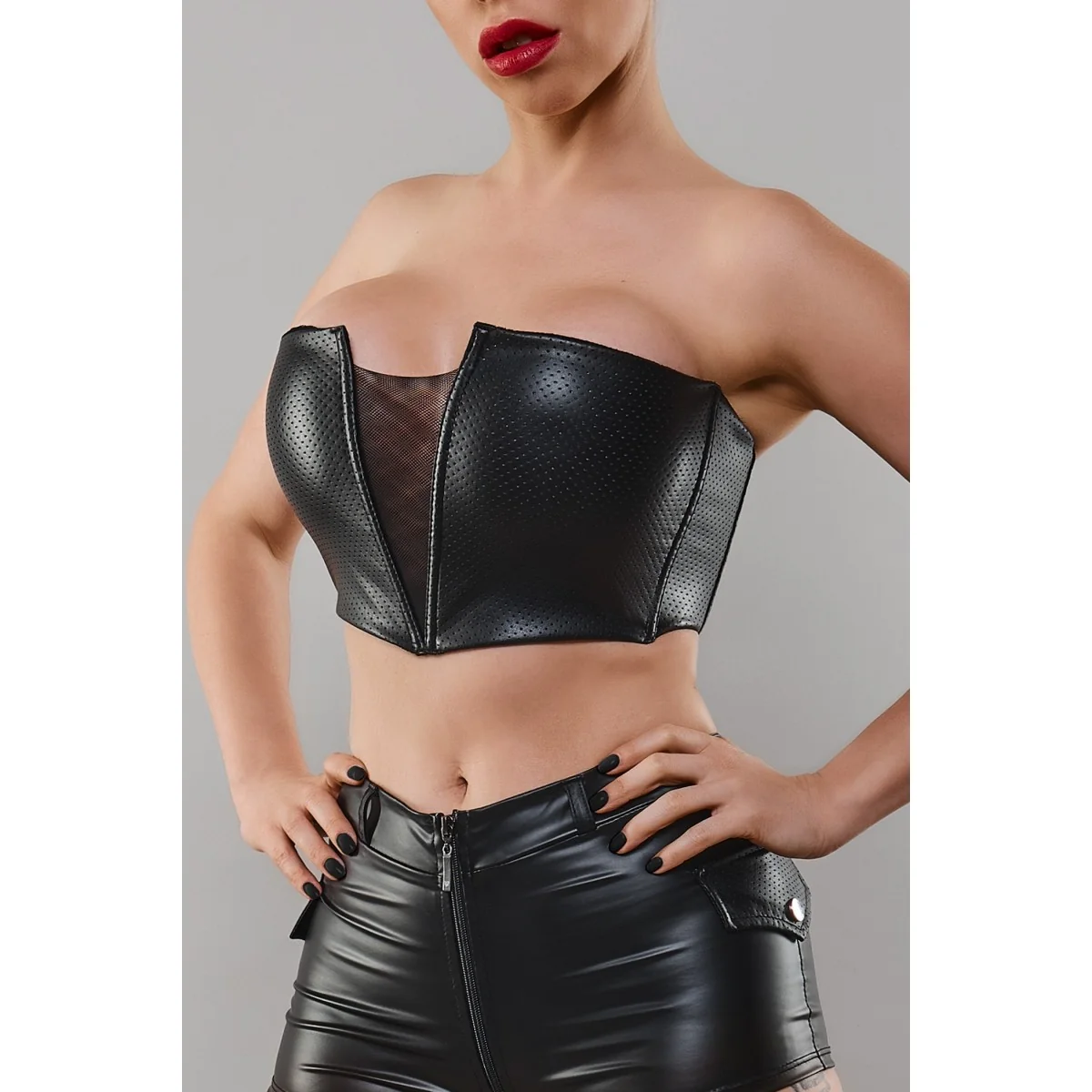 Schwarzes Damen-Top Tdhilda001 von Demoniq Total Domination Collection kaufen | Fesselliebe