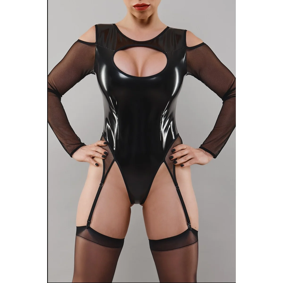 Schwarzer Straps-Body Tdtrude001 von Demoniq Total Domination Collection kaufen | Fesselliebe