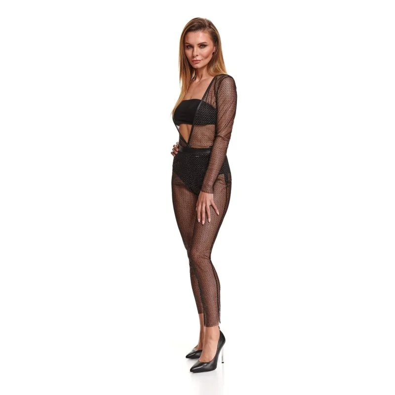 Schwarz/Silbernes Jumpsuit Stedvige001 von Demoniq Silver Touch Collection kaufen | Fesselliebe