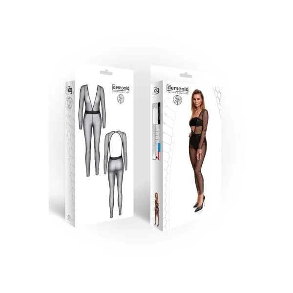 Schwarz/Silbernes Jumpsuit Stedvige001 von Demoniq Silver Touch Collection kaufen | Fesselliebe