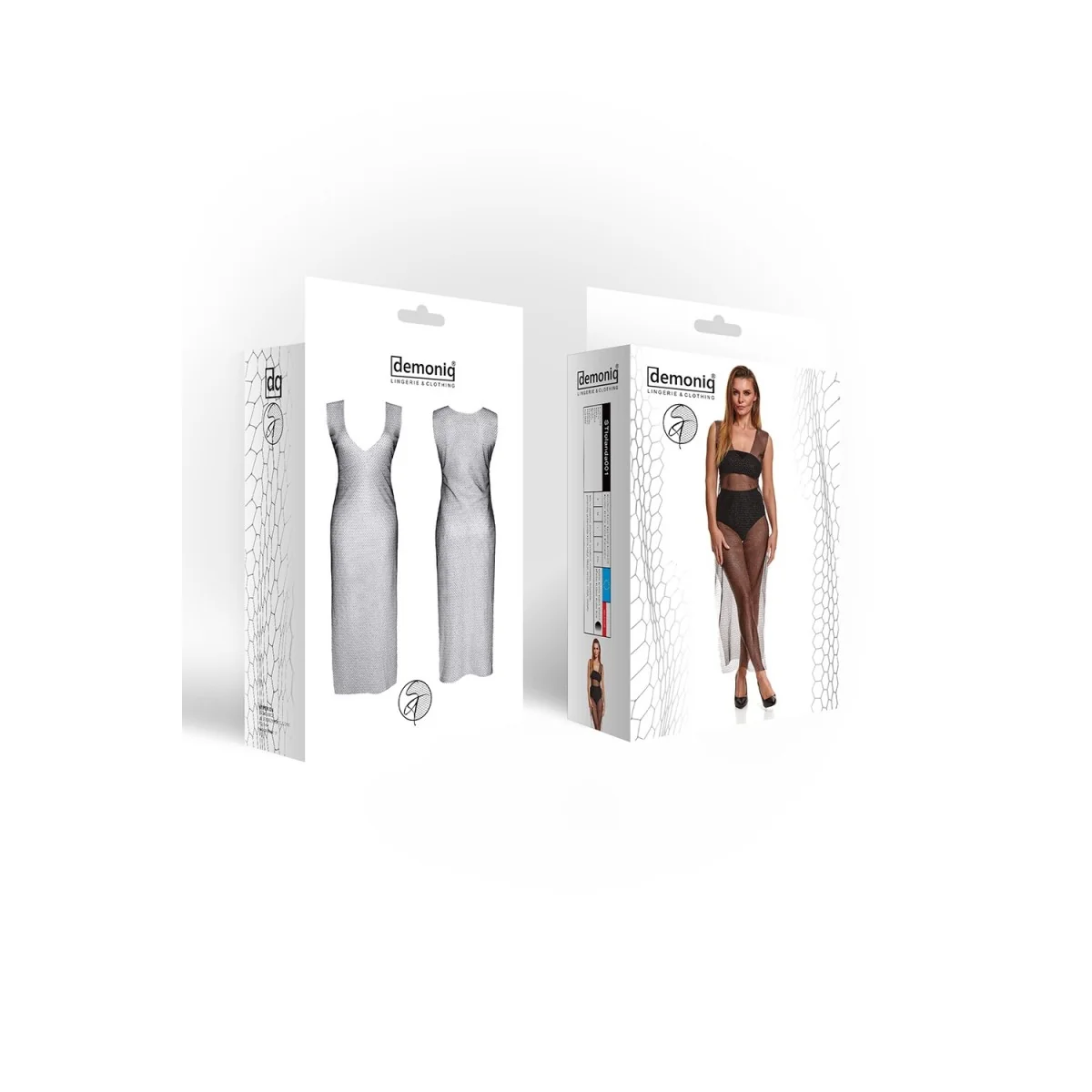 Schwarz/Silbernes Kleid Stiolanda001 von Demoniq Silver Touch Collection kaufen | Fesselliebe