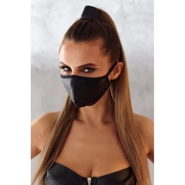 2-Lagige Maske 002 mit Perforiertem Wetlook und Baumwolle Oeko Tex kaufen | Fesselliebe