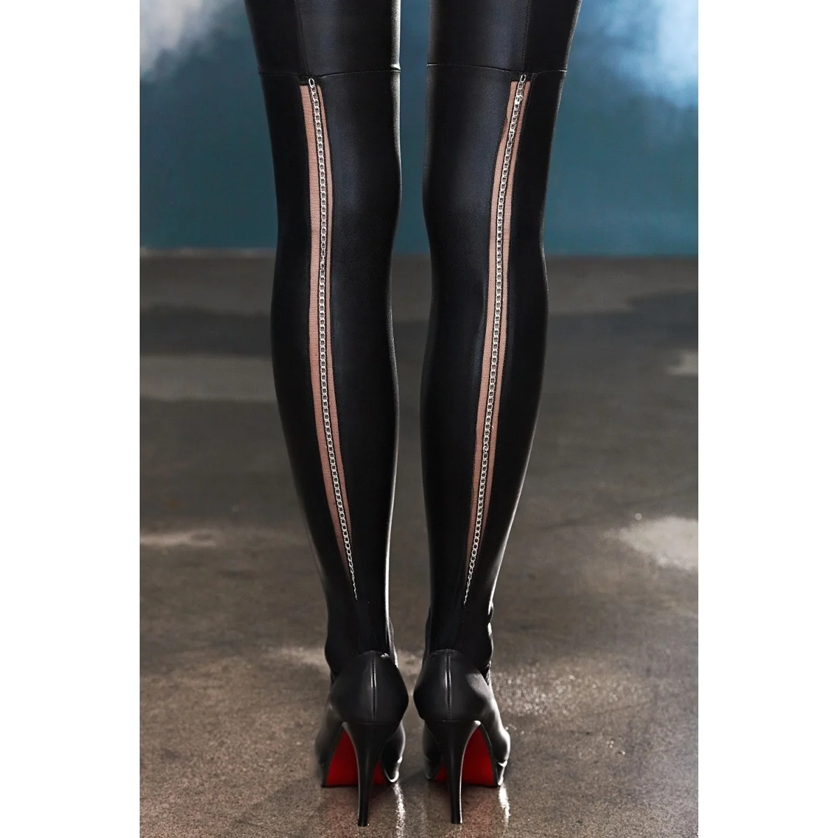 Schwarze Straps-Strümpfe A0190 von 7-Heaven kaufen | Fesselliebe