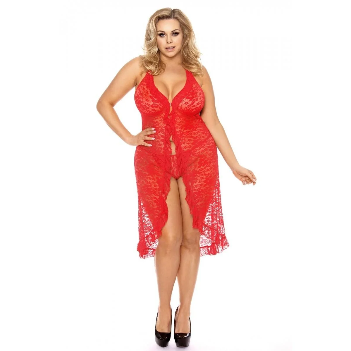 Rotes Langes Kleid Aa052066 von Anais Apparel Plus Size kaufen | Fesselliebe