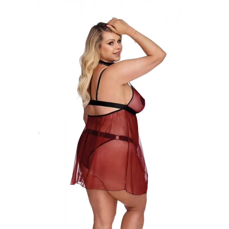 Rot/Schwarzes Chemise Aa052928 von Anais Apparel Plus Size kaufen | Fesselliebe 2
