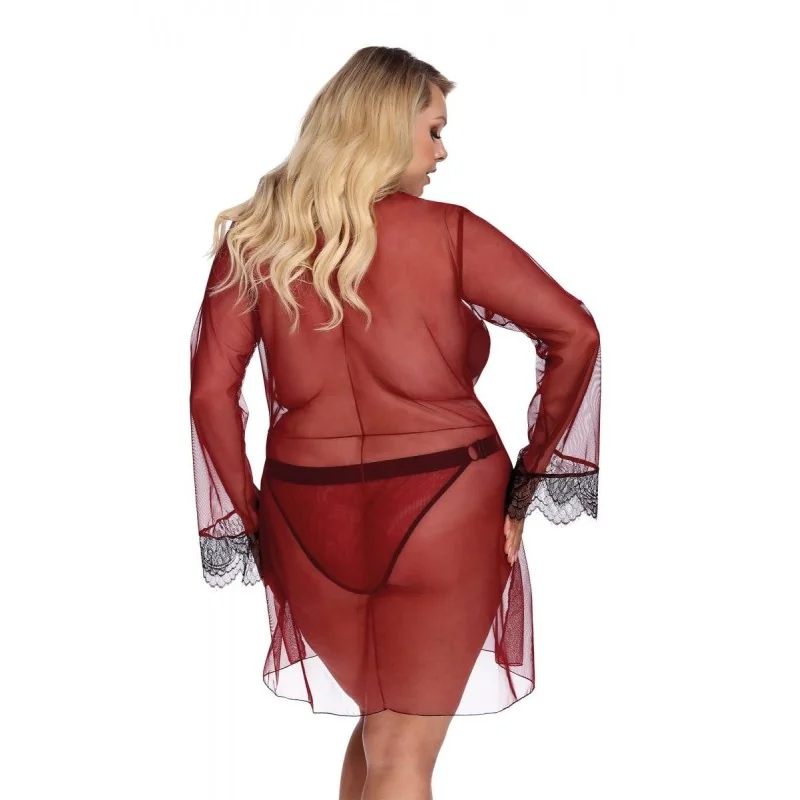 Dunkelroter Morgenrock mit Spitze Aa052931 von Anais Apparel Plus Size kaufen | Fesselliebe 2