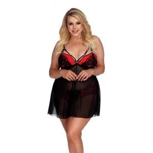 Schwarz/Rotes Babydoll Aa052937 von Anais Apparel Plus Size kaufen | Fesselliebe