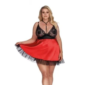 Schwarz/Rotes Babydoll Aa052970 von Anais Apparel Plus Size kaufen | Fesselliebe