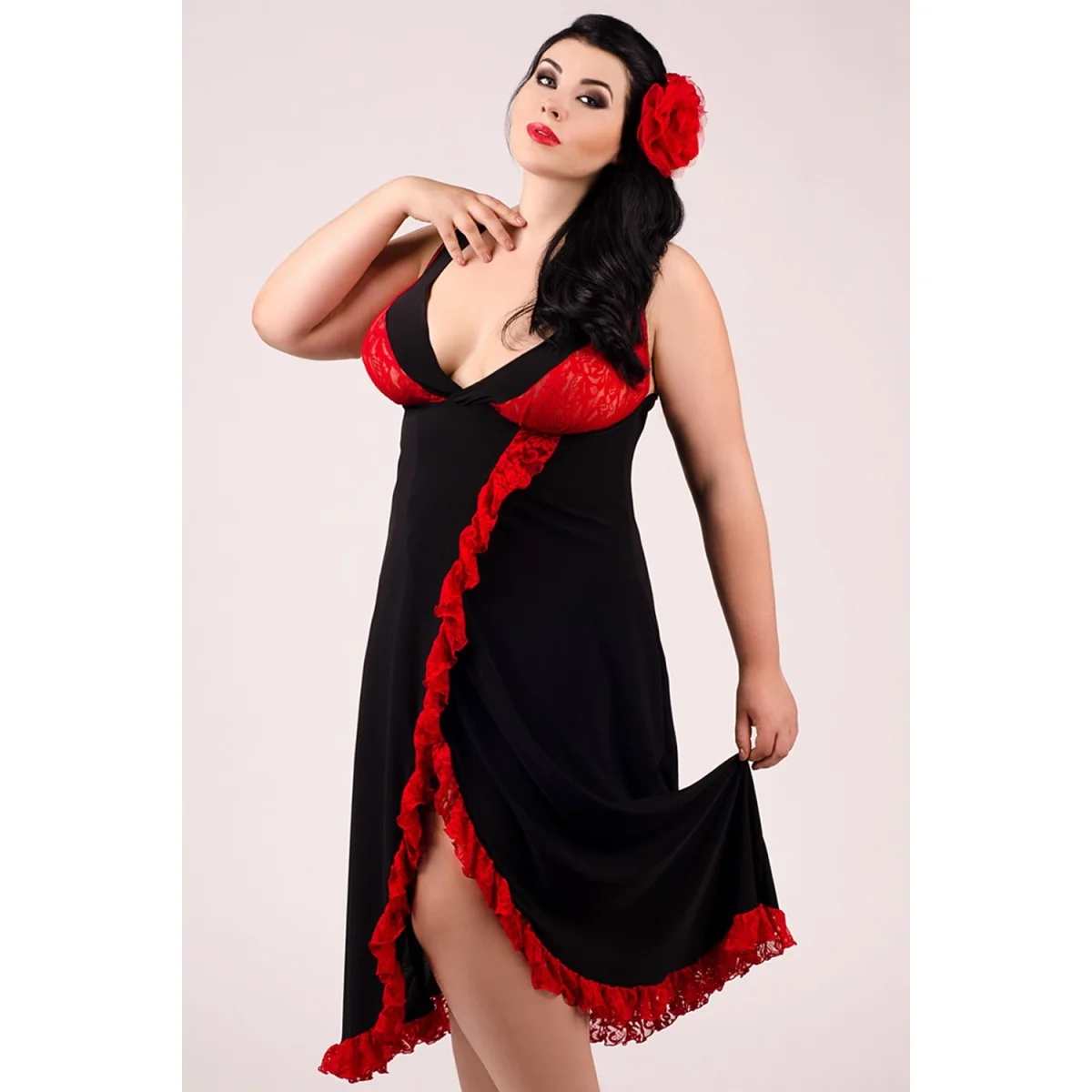 Schwarz/Rotes Chemise E/2002 von Andalea Dessous kaufen | Fesselliebe