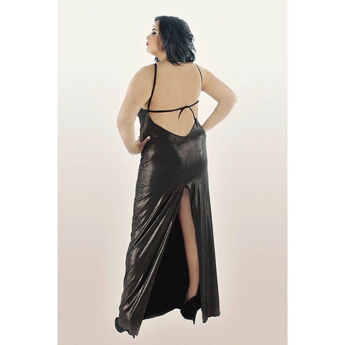 Langes Goldenes Wetlook-Kleid C/4001 von Andalea kaufen | Fesselliebe