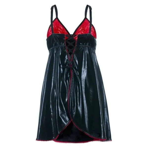 Schwarz/Rotes Wetlook Chemise Sb/1003 Sexy Base Kollektion By Andalea kaufen | Fesselliebe