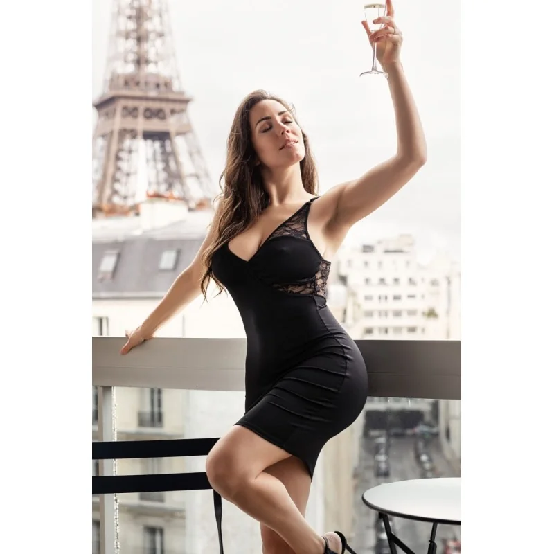 SCHWARZES MINIKLEID MIT SPITZE LDC05 VON BE LILY