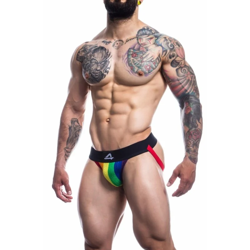 Bunter Stripe-Pride Jockstrap von Cut4Men kaufen | Fesselliebe
