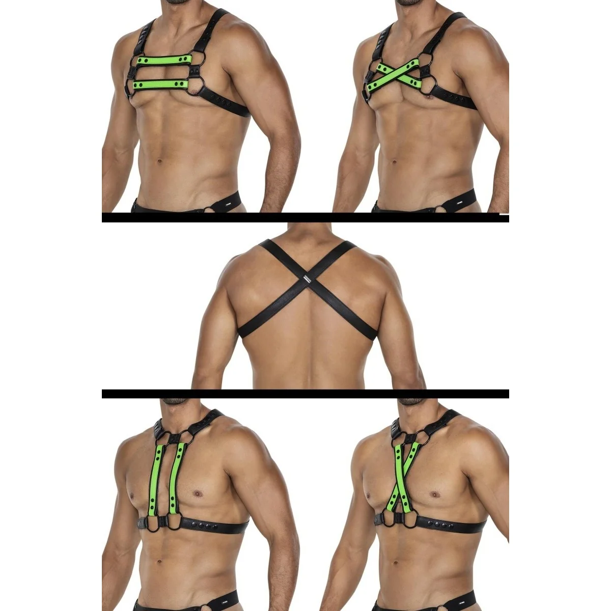 Schwarz/neongrüner Brust-Harness 06 von Cut4Men kaufen | Fesselliebe