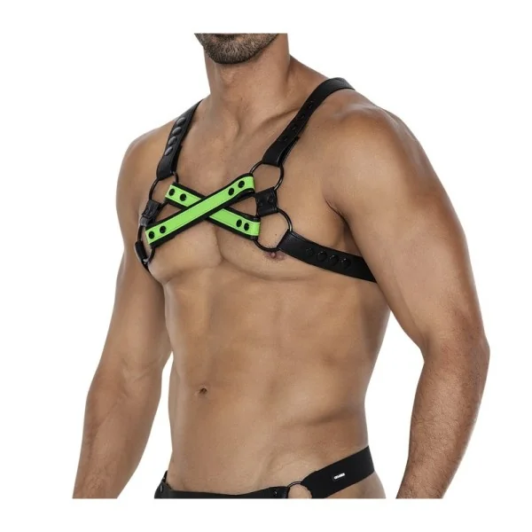 Schwarz/neongrüner Brust-Harness 06 von Cut4Men kaufen | Fesselliebe