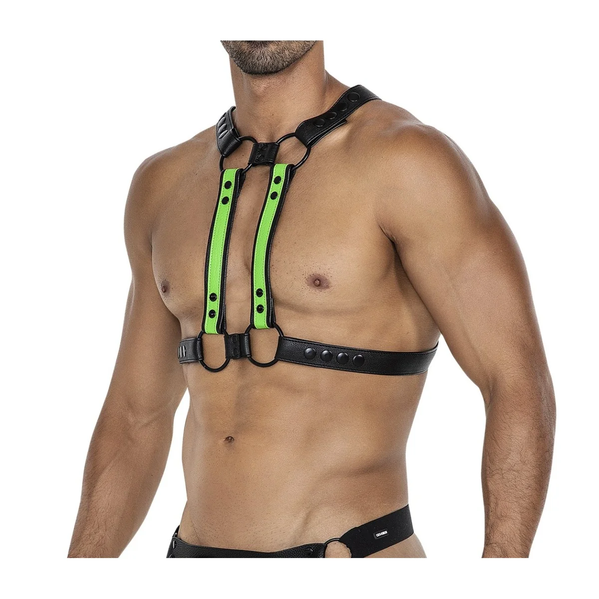 Schwarz/neongrüner Brust-Harness 06 von Cut4Men kaufen | Fesselliebe