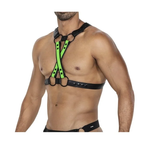 Schwarz/neongrüner Brust-Harness 06 von Cut4Men kaufen | Fesselliebe