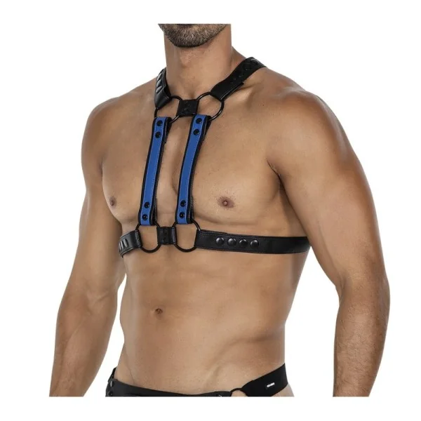 Schwarz/blauer Brust-Harness 06 von Cut4Men kaufen | Fesselliebe