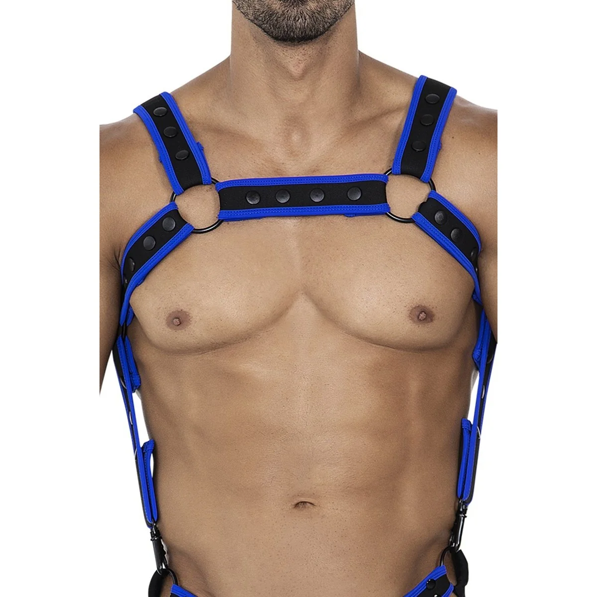 SCHWARZ/NEOBLAUER BRUST-HARNESS 05 VON CUT4MEN