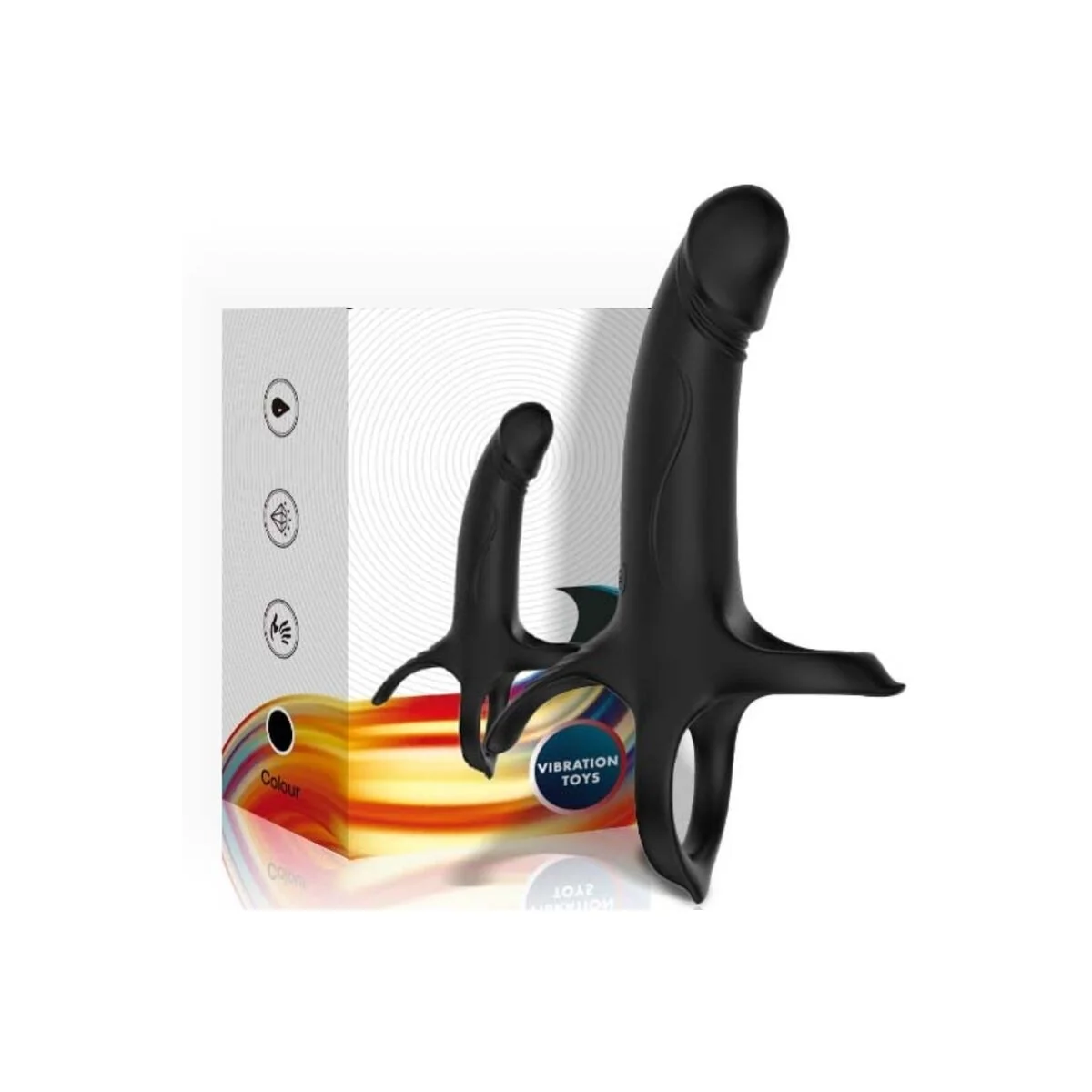 Dildo mit Ring & Vibrator Schwarz von Armony For Him kaufen | Fesselliebe