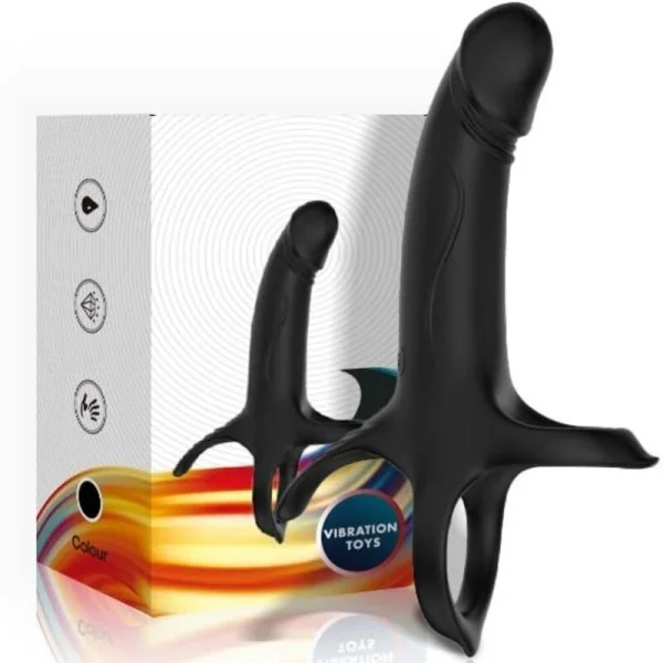 Dildo mit Ring & Vibrator Schwarz von Armony For Him kaufen | Fesselliebe