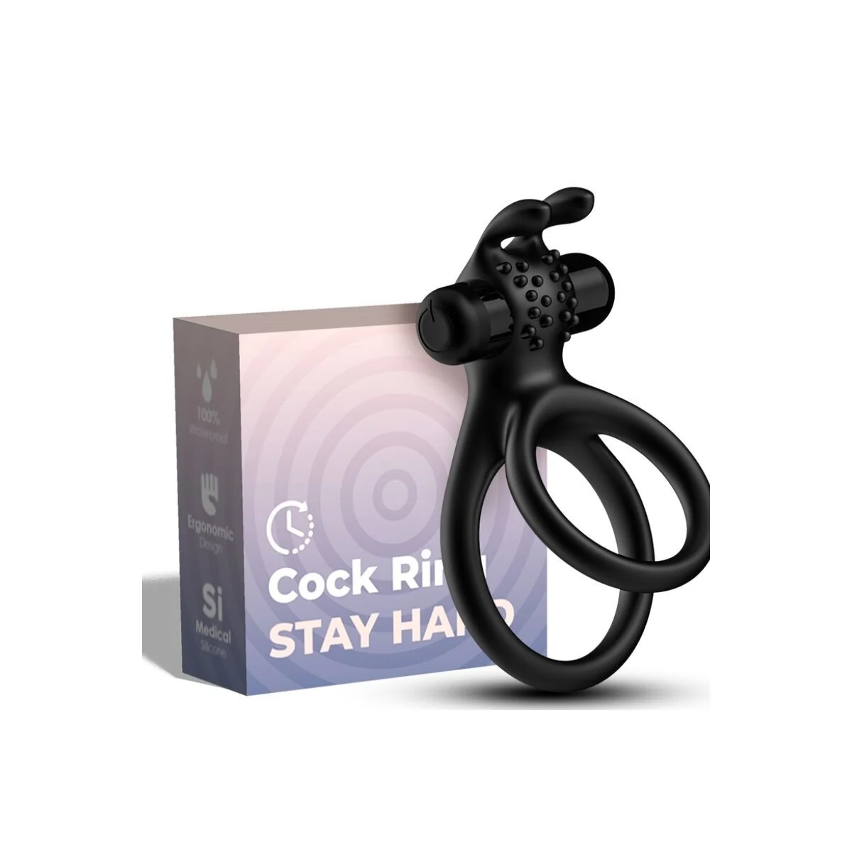 Traveller Doppel-Vibratorring für Paare Rabbit Schwarz von Armony For Him kaufen | Fesselliebe