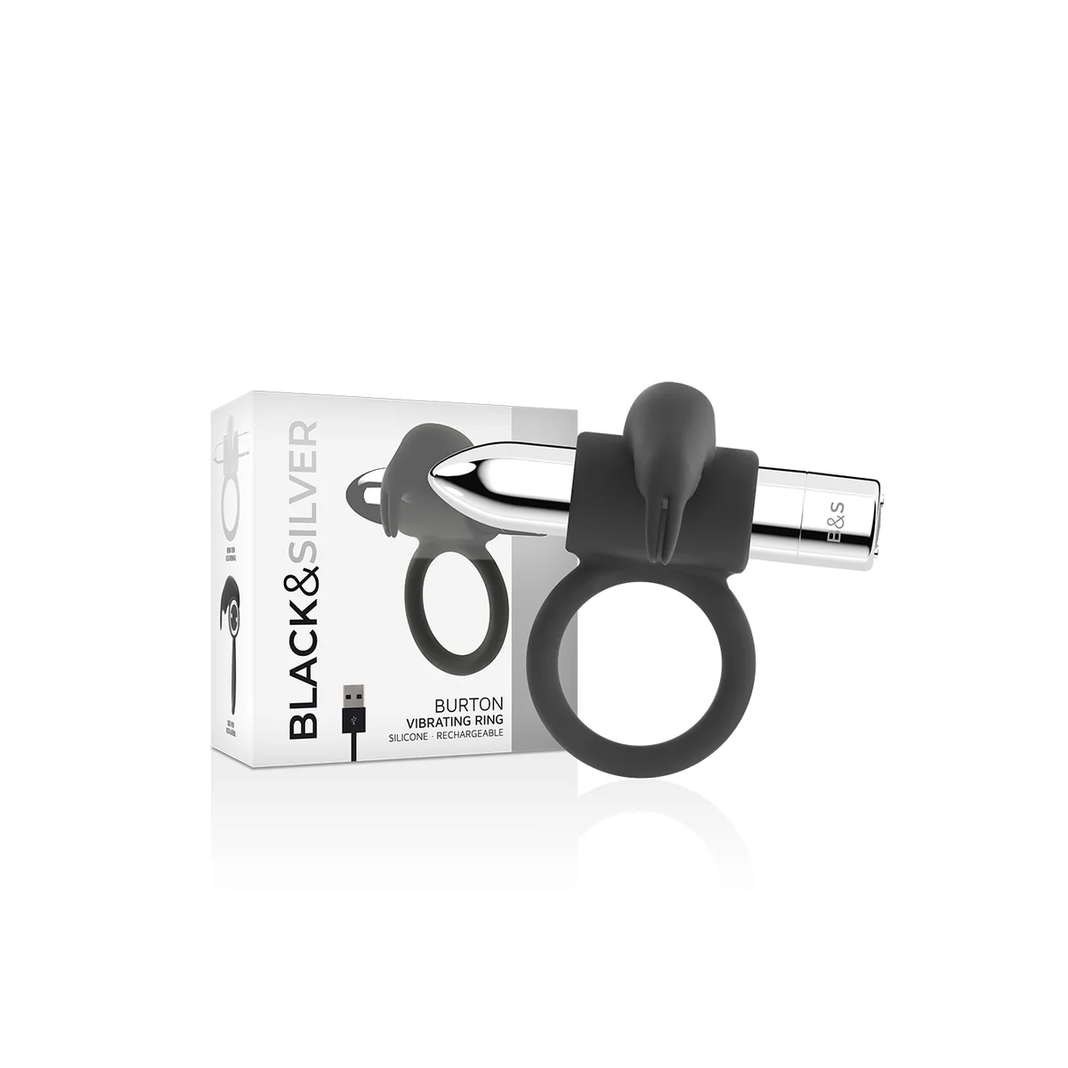Burton wiederaufladbarer Ring 10 Vibrationsmodi von Black&Silver kaufen | Fesselliebe