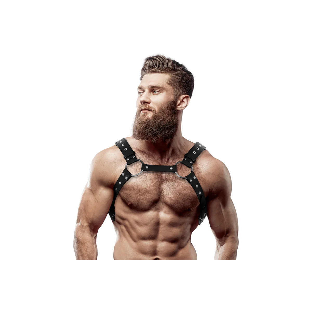 Brustharness aus Ökoleder für Herren mit Nieten von Fetish Submissive Attitude kaufen | Fesselliebe