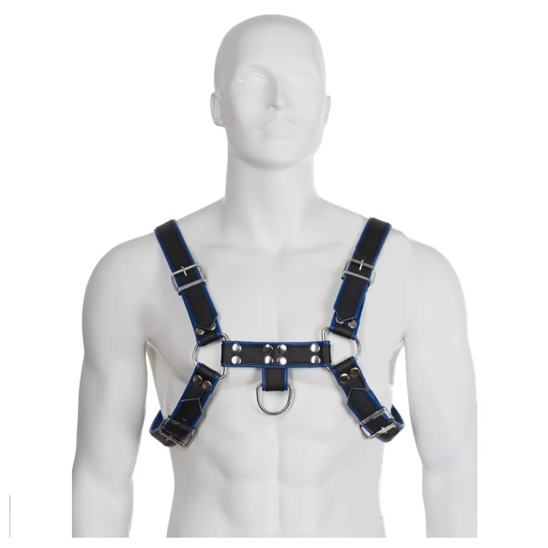 Blau-Schwarz Ledergeschirr Brust Bulldog von Leather Body kaufen | Fesselliebe