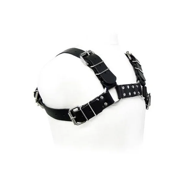 Schwarzes Bulldog-Geschirr von Leather Body kaufen | Fesselliebe