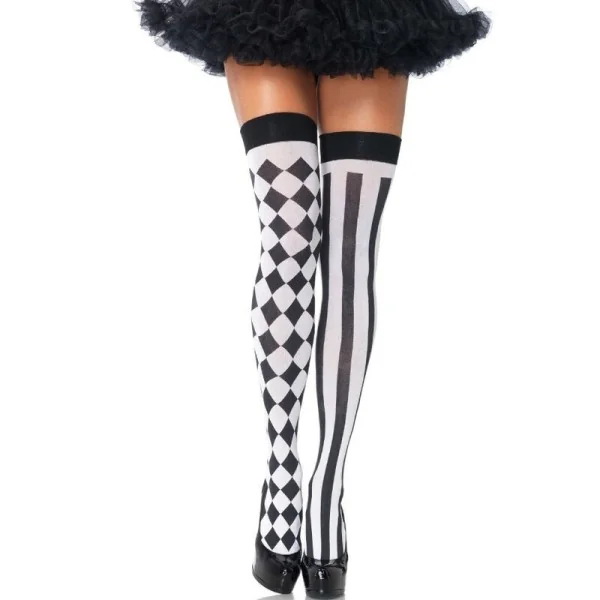 Schwarz/Weiße Arlequin Hohe Socken von Leg Avenue Hosiery kaufen | Fesselliebe